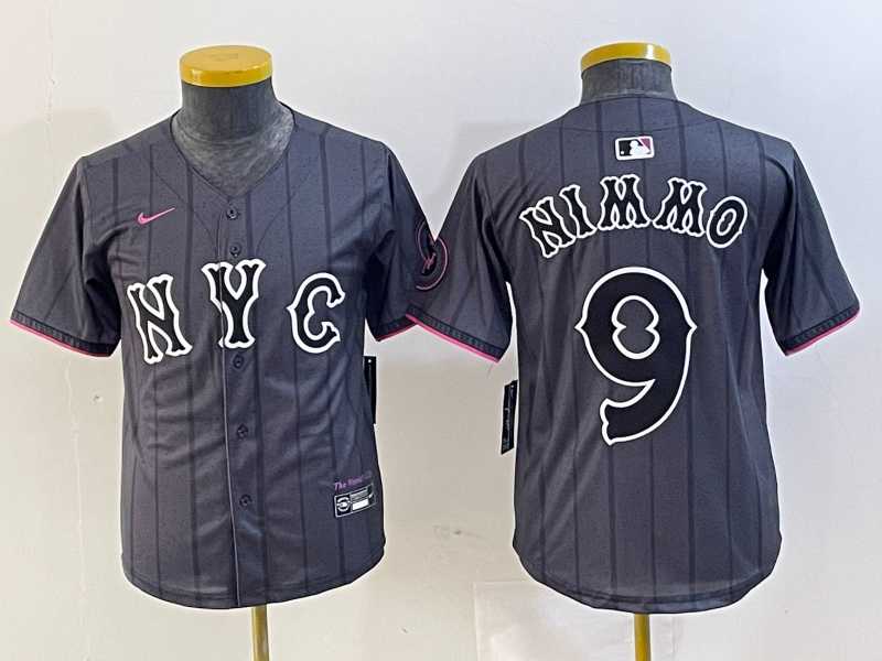 Youth New York Mets #9 Brandon Nimmo Gray 2024 City Connect Cool Base Stitched Jersey->mlb youth jerseys->MLB Jersey